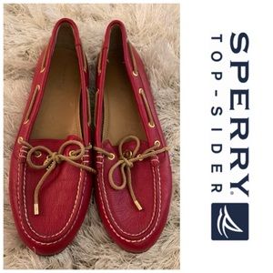 Sperry Red Leather Driving Loafers